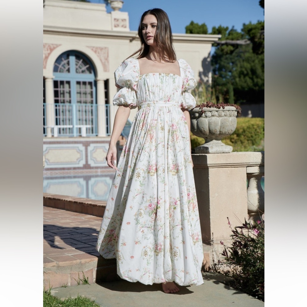 New Maison Amory Romance Galore Maxi Dress in Neon Princess Floral Sz 1X